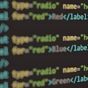 HTML code displayed on a screen, demonstrating web structure and syntax.